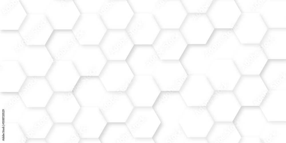 Fototapeta premium Abstract white background with hexagons. Abstract hexagon polygonal pattern background vector. seamless bright white Pattern with hexagons illustration of a honeycomb. Futuristic surface . 