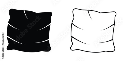 Pillow icon set. Pillow bedroom icons flat and outline symbol isolated on white background. Soft and comfortable pillow simple pictogram set. Vector illustration.