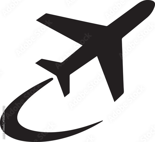 Flying Airplane with Travel Path Vector Icon 