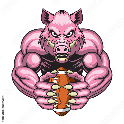 american football mascot wild boar vector illustration design