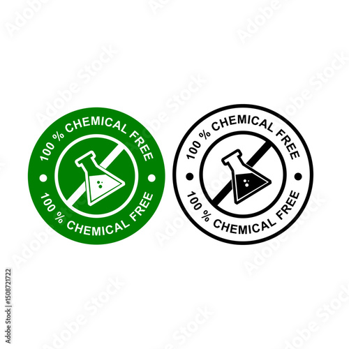 100% chemical free badge logo template illustration