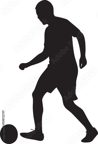 Soccer Silhouette: A dynamic silhouette captures a soccer player's focus, dribbling with skill. Perfect for sports-themed projects.