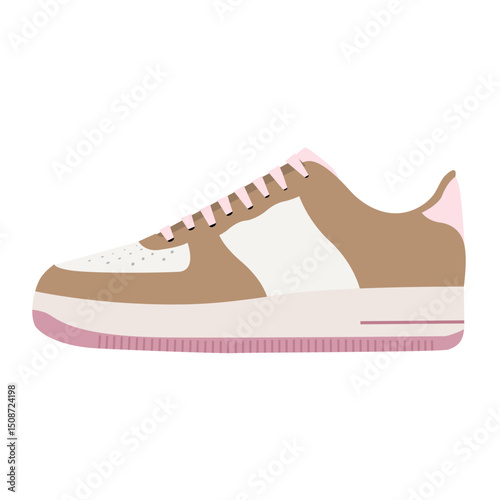 Modern Pink Beige Sneakers Illustration on White Background