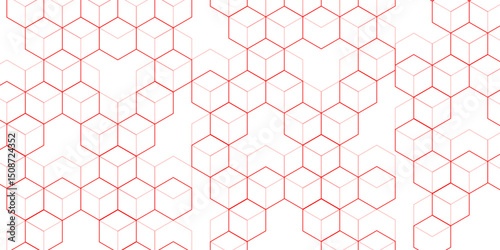 abstract geometric red texture background red hexagon 3D background texture. 3d rendering illustration. Clear pattern abstract background hexagon .Futuristic abstract banner.