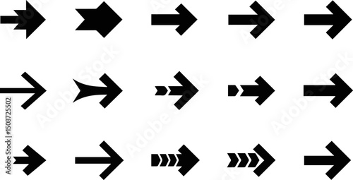 Create a kinds of Set of black arrow. Arrows icon. Arrow Icon in trendy flat style isolated on background. Arrows collection vector art color with white background.