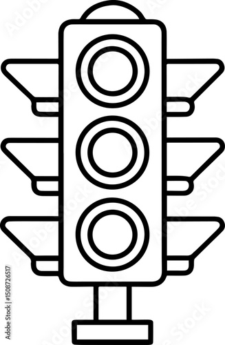 traffic light outline coloring book page vector illustration line art