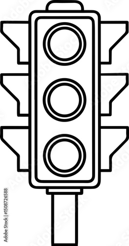 traffic light outline coloring book page vector illustration line art