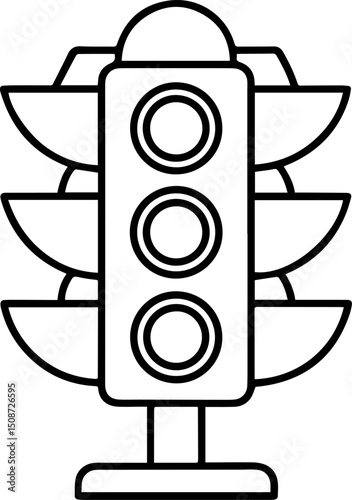 traffic light outline coloring book page vector illustration line art