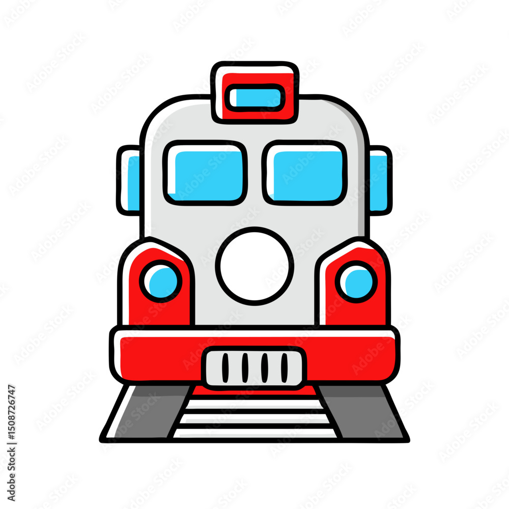 Fototapeta premium Front view of a train, representing public transportation.