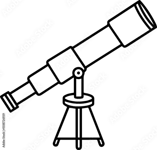 telescope outline coloring book page vector illustration line art
