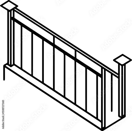 railing outline coloring book page vector illustration line art