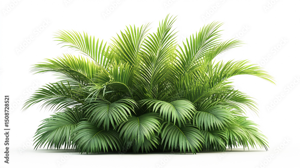 Fototapeta premium Realistic palm leaves shrubs corner on white background