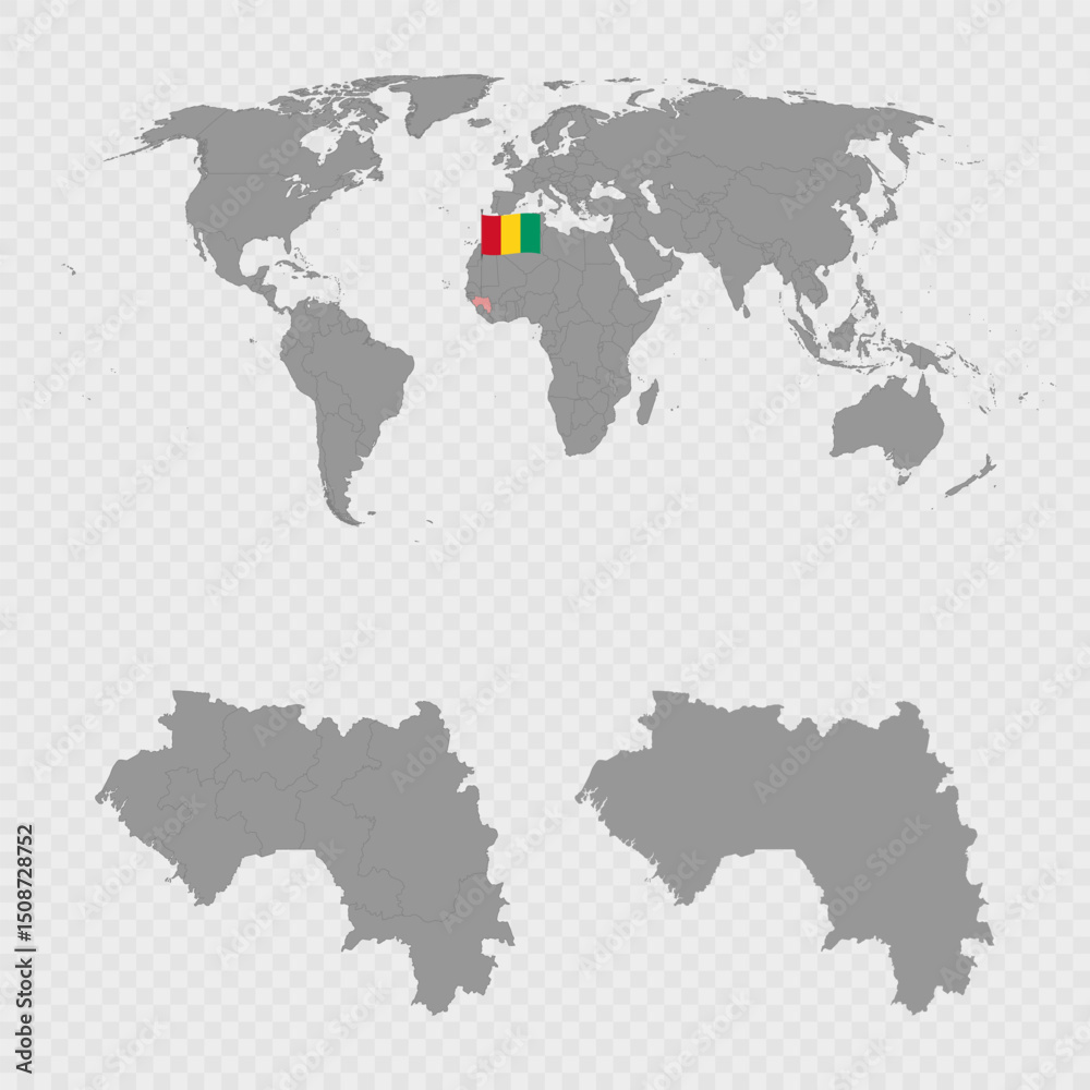 Obraz premium Guinea Map Set with World Location.