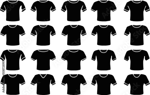 Create a kinds of t-start vector art silhouette with white background