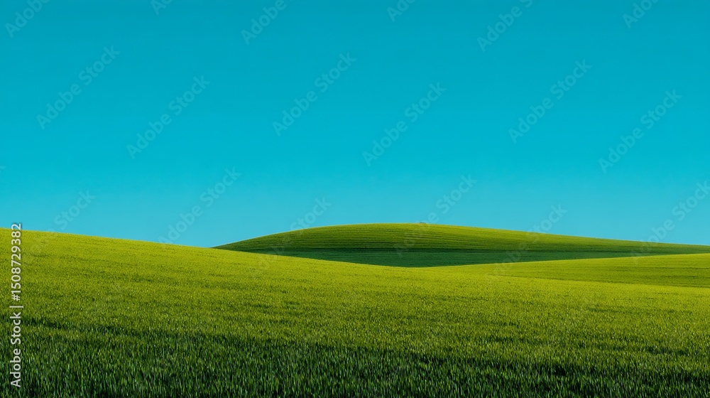 Obraz premium 푸른 하늘과 초록 초원의 완벽한 조화 AI 생성