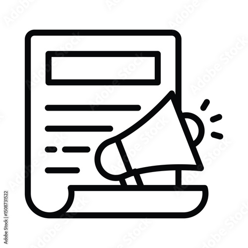 Press Release Vector outline icon. Eps 10 file
