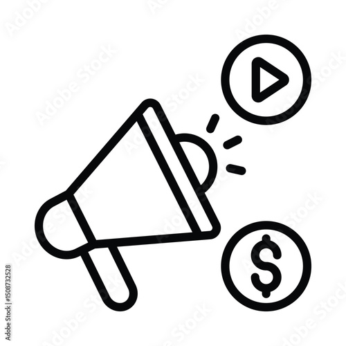Paid Advertising Vector outline icon. Eps 10 file