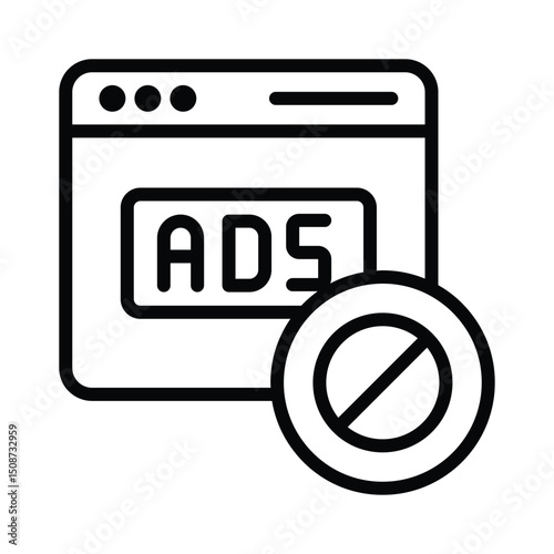 Ad Blocker Vector outline icon. Eps 10 file