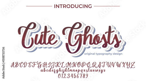 Cute Ghosts Font Stylish brush painted an uppercase vector letters, alphabet, typeface