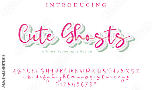 Cute Ghosts Font Stylish brush painted an uppercase vector letters, alphabet, typeface