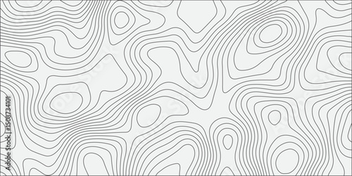 Generate a seamless white topographic contour map pattern with smooth, organic line work. The design should appear abstract, with evenly spaced gray contour lines on a light background, 