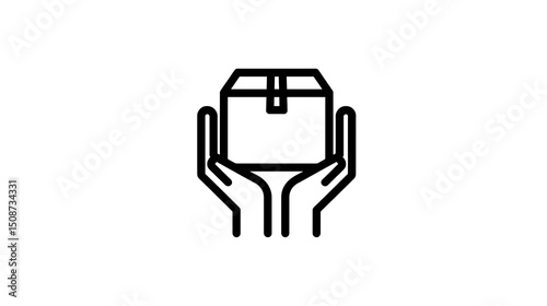 물품 보호를 상징하는 손과 상자 아이콘 AI 생성