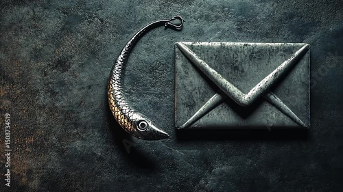 Fishing Email Icon on Dark Stone