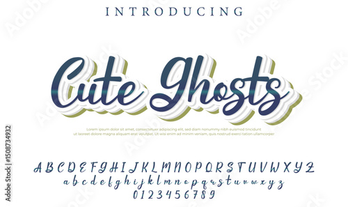 Cute Ghosts Font Stylish brush painted an uppercase vector letters, alphabet, typeface