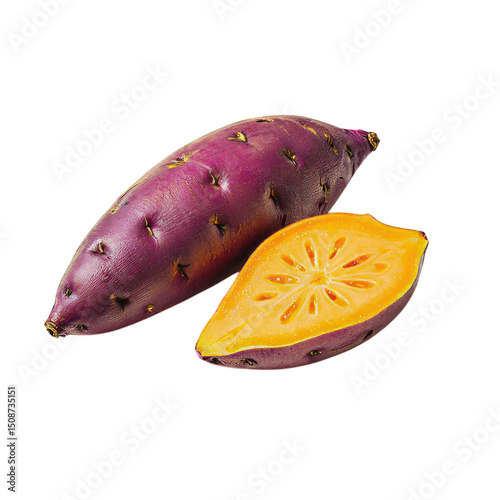 Purple Sweet Potato, Isolated Transparent Background, Modern Design Element
