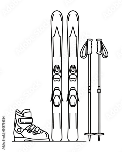 Skiing Equipment Set