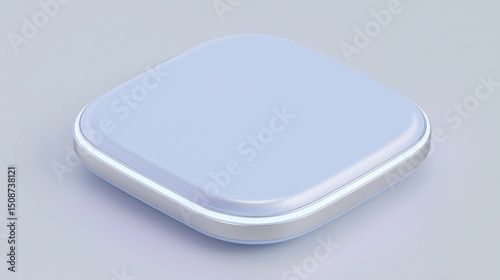 Hyper-realistic image showcasing a compact, dark silver AI assistant gadget, no larger than a car key fob, held gently in a well-detailed human hand against a softly blurred modern background.