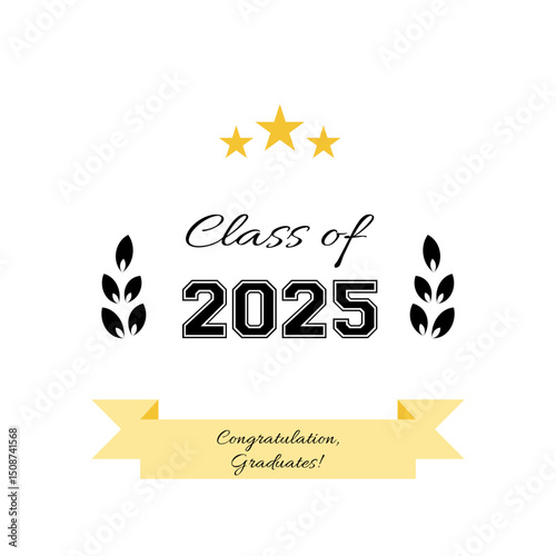 Congrats greeting text. Congrats Graduated. Graduation design, card, poster. Class of 2025. Vector illustration.