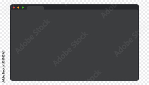 Web browser mockup window in dark mode modern flat simple line. web interface blank. Frame screen webpage ui template, interface bar.