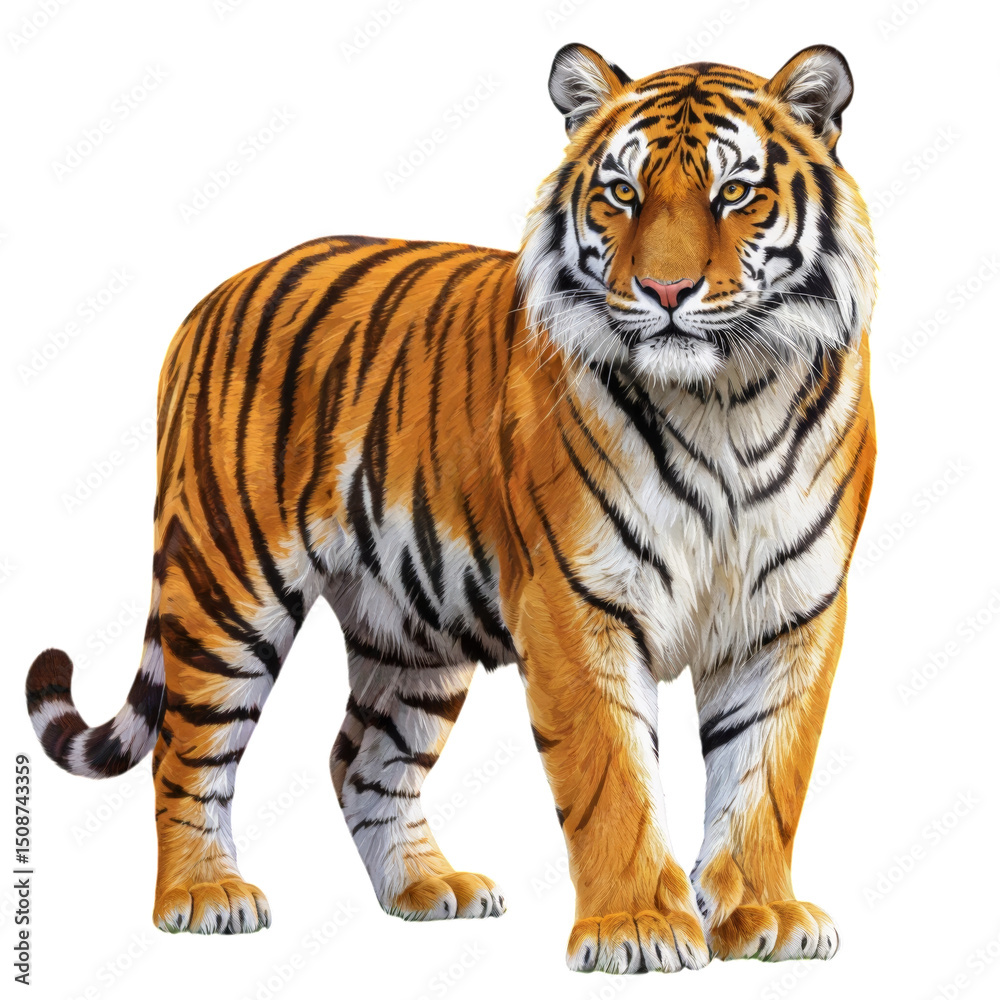 Obraz premium Tiger Cutout, Isolated Transparent Background, Realistic Design Element
