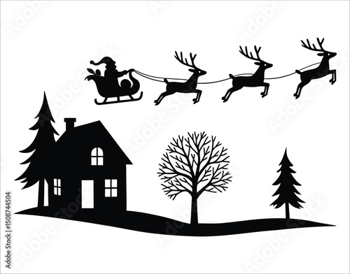 Christmas Silhouette – Carolers Singing in Snow