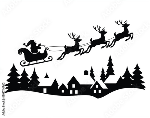Christmas Silhouette – Christmas Tree with Gifts Below