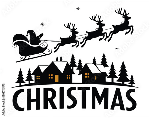 Christmas Silhouette – Dog and Cat Near Christmas Tree