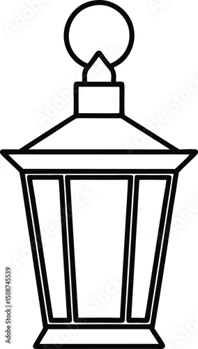 Wallpaper Mural Vintage Lantern Line Art for Independence Day with Bold Outline Torontodigital.ca