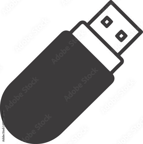 Outline icon of a USB flash drive, also known as a thumb drive or pen drive, used for storing and transferring data