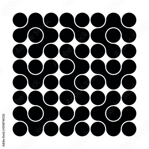 Black pattern of dots metabol on white background. Abstract geometric figures of connected molecules. Modern vector design.