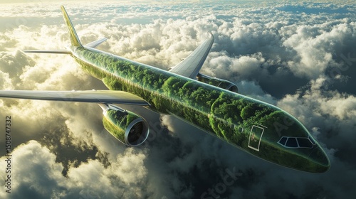 Wallpaper Mural Sustainable airplane using green biofuel for net-zero emission air travel--eco aviation future. Torontodigital.ca