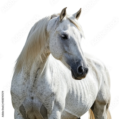 White Horse Cutout, Isolated Transparent Background