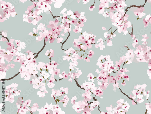 cherry blossom, flower, pattern, floral, seamless, vector, illustration, nature, spring, blossom, design, wallpaper, decoration, flowers, pink, cherry, tree, art, leaf, beauty, plant, texture, branch,