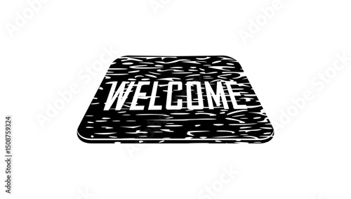 worn doormat, black isolated silhouette