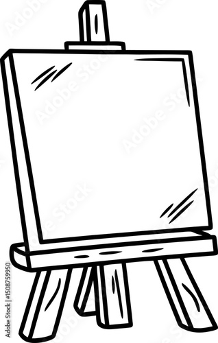 Blank wooden easel with canvas, ready for creative art simple artistic outline drawing