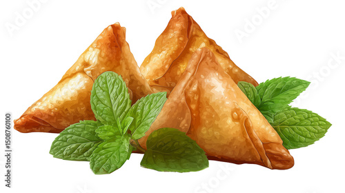 three samoos  wwith testy  food .indian dish  photo