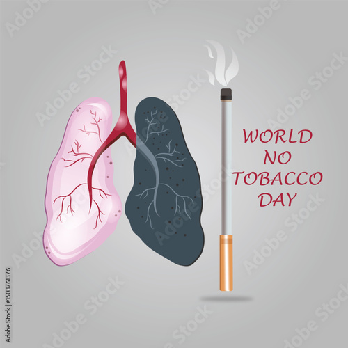 World no tobacco day, vector illustration, awarness of people, danger of smoking, bad habit, progression of lung cancer.