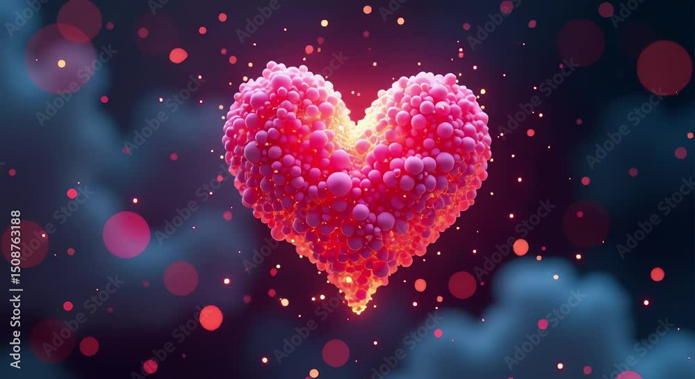 image shows red heart made bubbles dark background creating beautiful romantic atmosphere perfect valentine