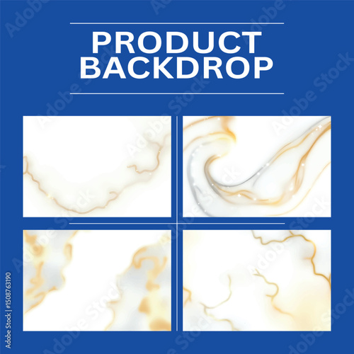 Luxury Marble Flow Product Backdrop Soft White and Gold Abstract Background for Elegant Branding,