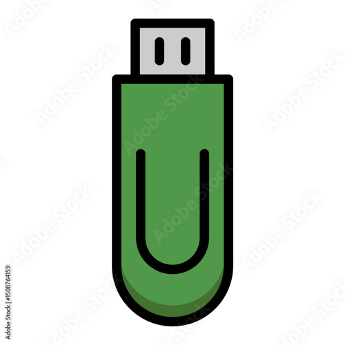 USB Flash Drive Vector Icon: Portable Data Storage, Memory Stick, Digital Information, Technology. Flat Design